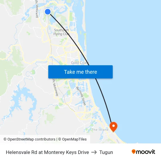 Helensvale Rd at Monterey Keys Drive to Tugun map