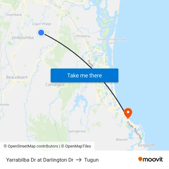 Yarrabilba Dr at Darlington Dr to Tugun map