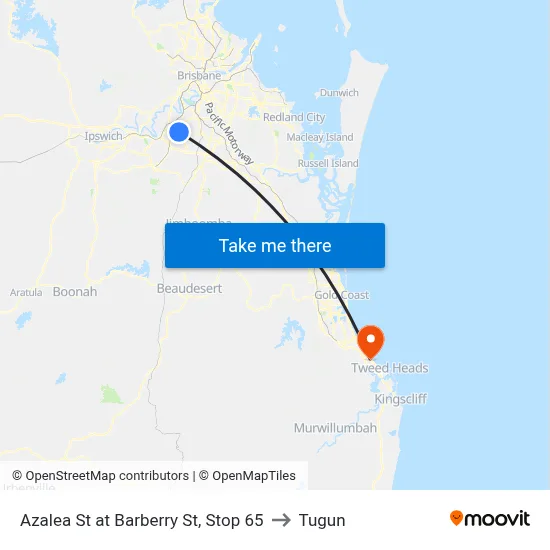 Azalea St at Barberry St, Stop 65 to Tugun map
