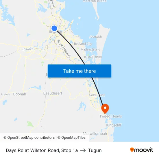 Days Rd at Wilston Road, Stop 1a to Tugun map