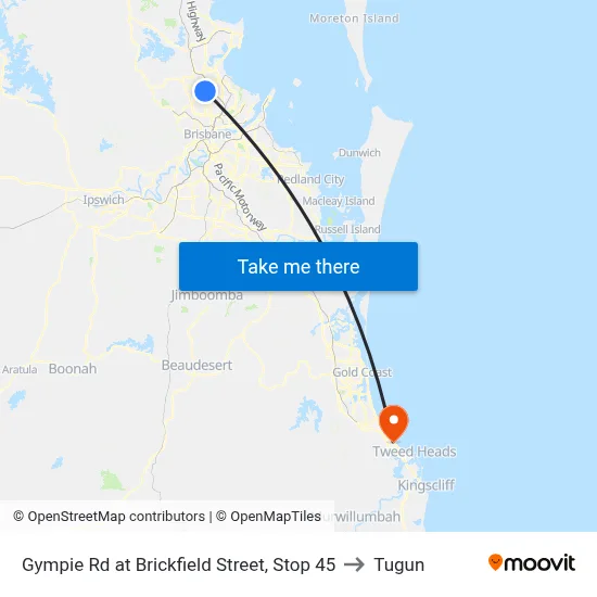 Gympie Rd at Brickfield Street, Stop 45 to Tugun map