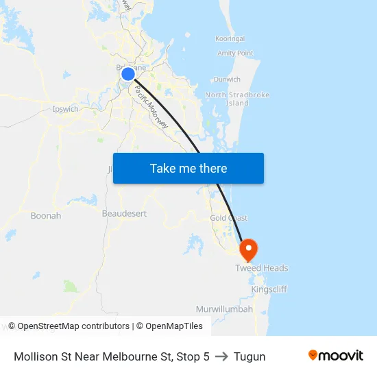 Mollison St Near Melbourne St, Stop 5 to Tugun map