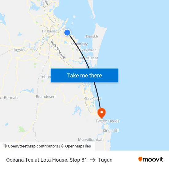 Oceana Tce at Lota House, Stop 81 to Tugun map