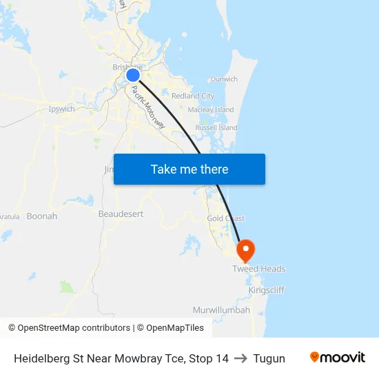 Heidelberg St Near Mowbray Tce, Stop 14 to Tugun map