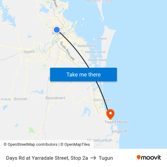 Days Rd at Yarradale Street, Stop 2a to Tugun map