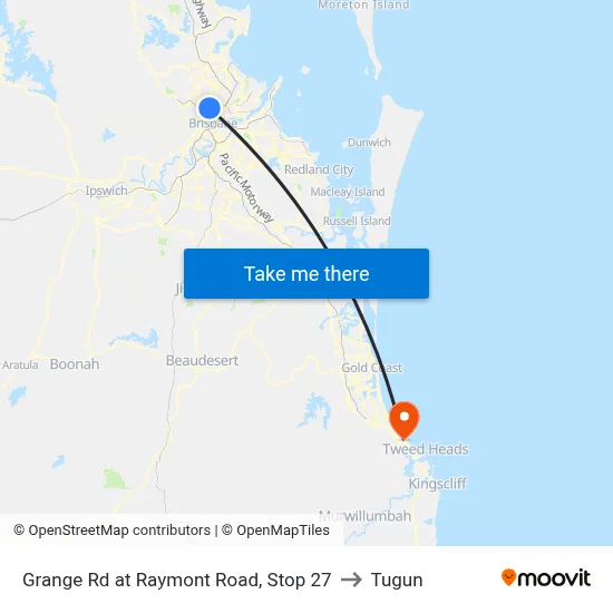 Grange Rd at Raymont Road, Stop 27 to Tugun map