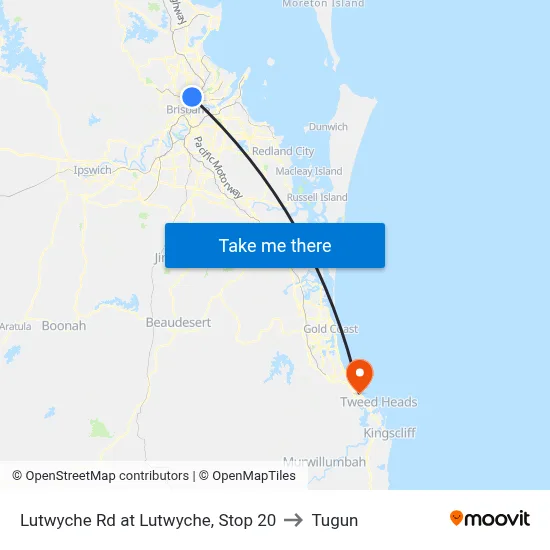 Lutwyche Rd at Lutwyche, Stop 20 to Tugun map