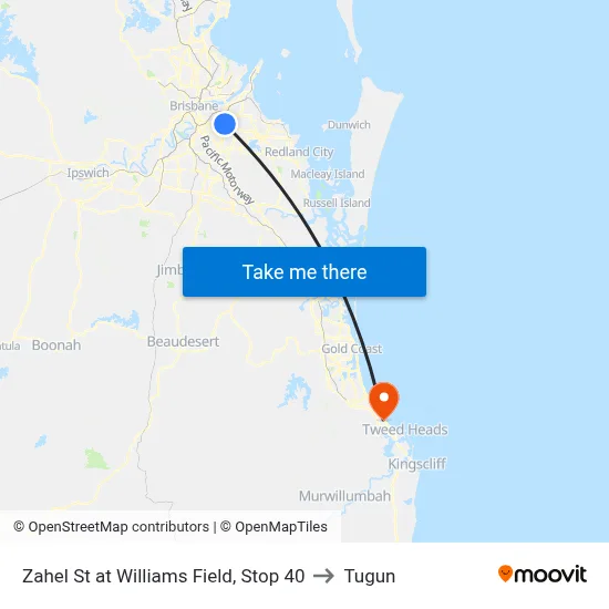 Zahel St at Williams Field, Stop 40 to Tugun map