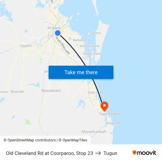 Old Cleveland Rd at Coorparoo, Stop 23 to Tugun map