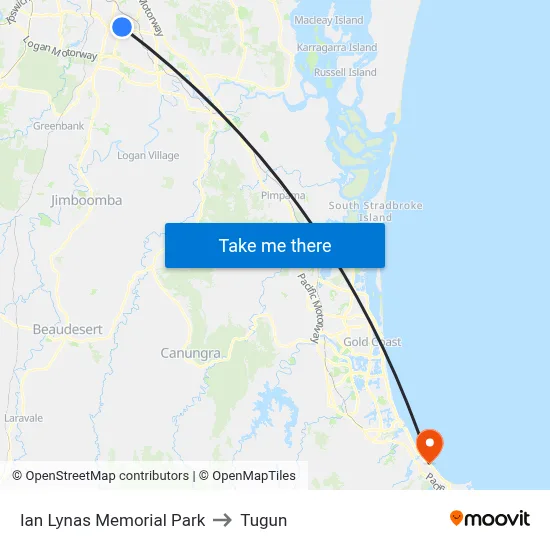 Ian Lynas Memorial Park to Tugun map