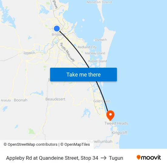 Appleby Rd at Quandeine Street, Stop 34 to Tugun map
