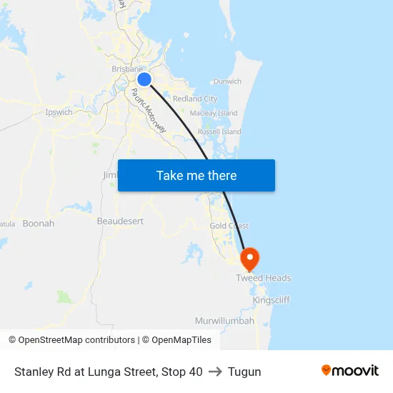 Stanley Rd at Lunga Street, Stop 40 to Tugun map