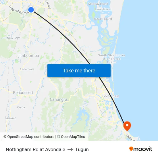 Nottingham Rd at Avondale to Tugun map
