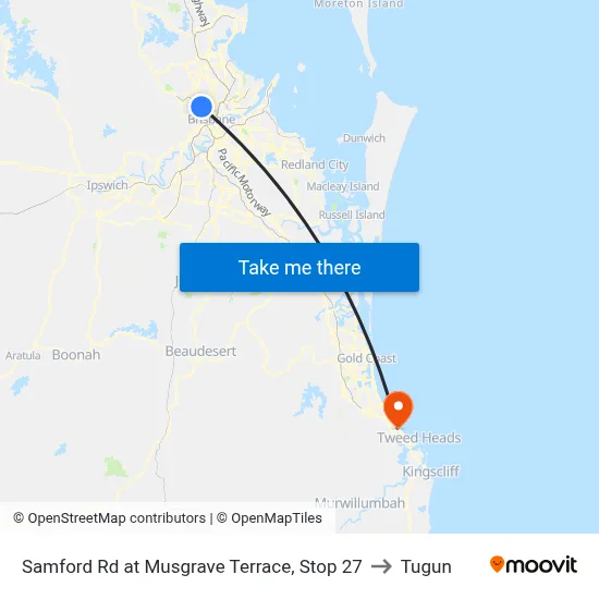 Samford Rd at Musgrave Terrace, Stop 27 to Tugun map