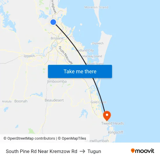 South Pine Rd Near Kremzow Rd to Tugun map