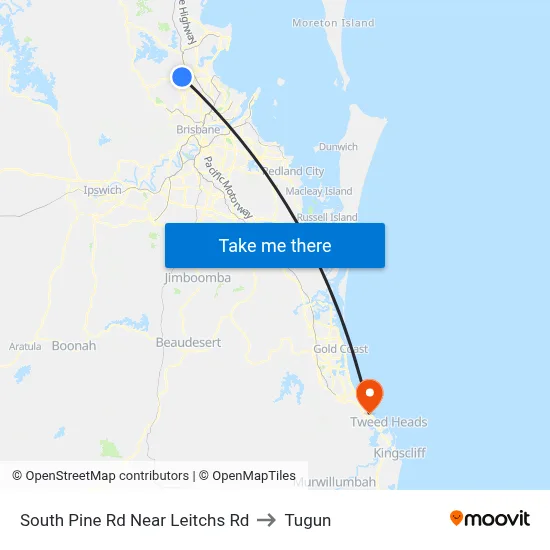 South Pine Rd Near Leitchs Rd to Tugun map