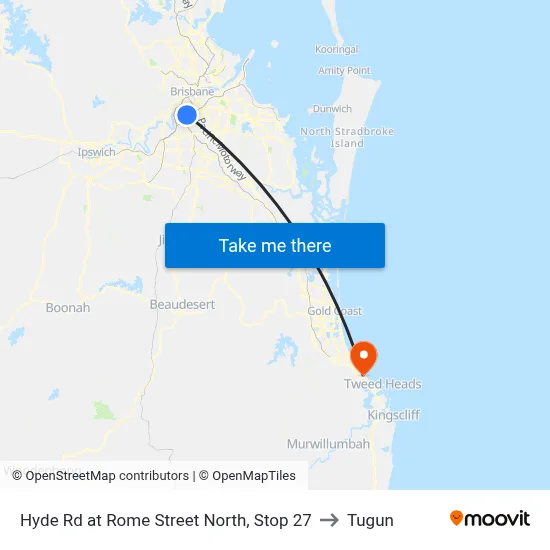 Hyde Rd at Rome Street North, Stop 27 to Tugun map