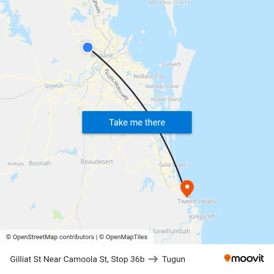 Gilliat St Near Camoola St, Stop 36b to Tugun map