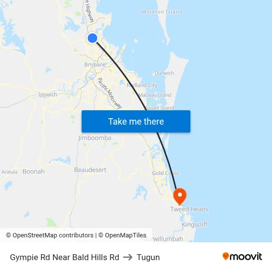 Gympie Rd Near Bald Hills Rd to Tugun map