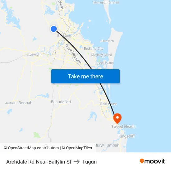 Archdale Rd Near Ballylin St to Tugun map