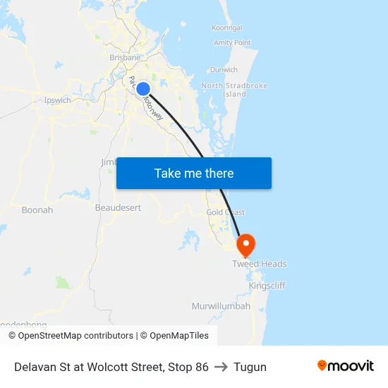 Delavan St at Wolcott Street, Stop 86 to Tugun map