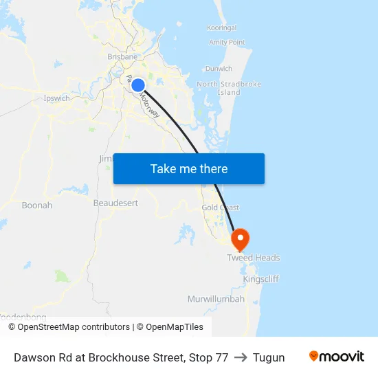 Dawson Rd at Brockhouse Street, Stop 77 to Tugun map