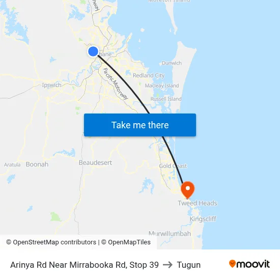 Arinya Rd Near Mirrabooka Rd, Stop 39 to Tugun map