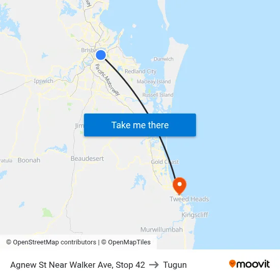 Agnew St Near Walker Ave, Stop 42 to Tugun map