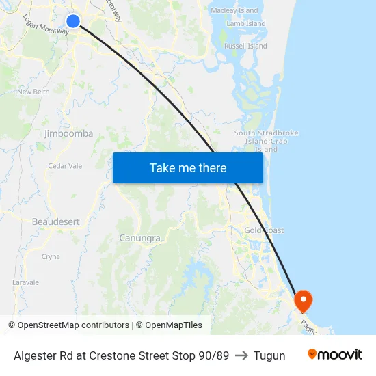 Algester Rd at Crestone Street Stop 90/89 to Tugun map