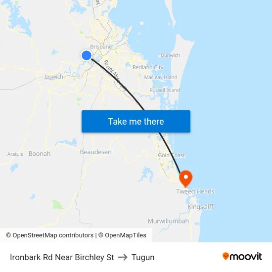 Ironbark Rd Near Birchley St to Tugun map