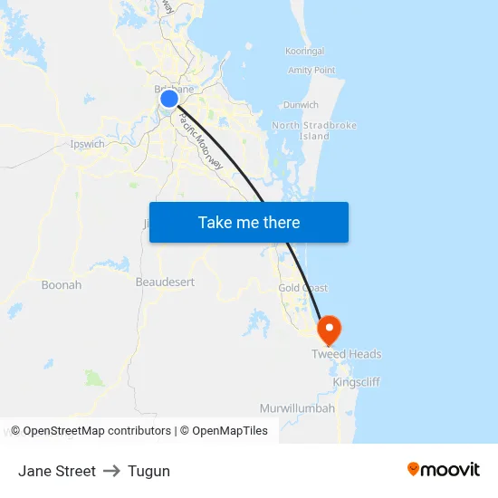 Jane Street to Tugun map