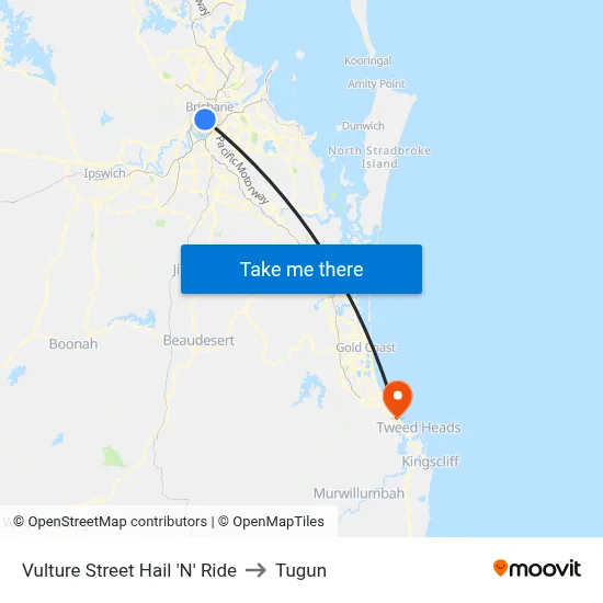 Vulture Street Hail 'N' Ride to Tugun map