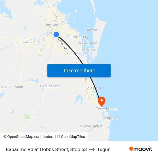 Bapaume Rd at Dobbs Street, Stop 63 to Tugun map