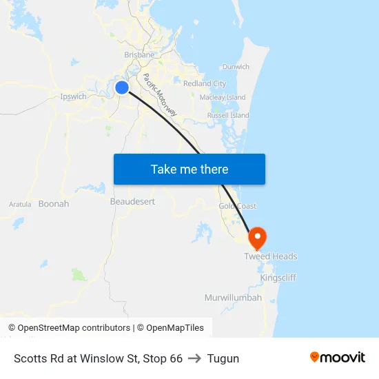 Scotts Rd at Winslow St, Stop 66 to Tugun map