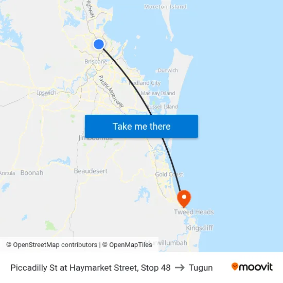 Piccadilly St at Haymarket Street, Stop 48 to Tugun map