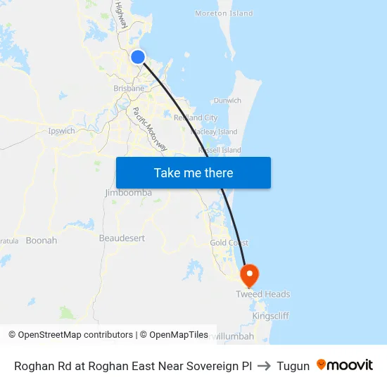Roghan Rd at Roghan East Near Sovereign Pl to Tugun map