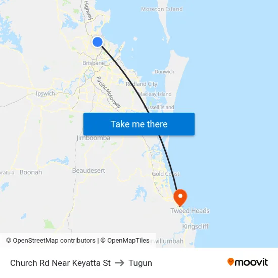 Church Rd Near Keyatta St to Tugun map