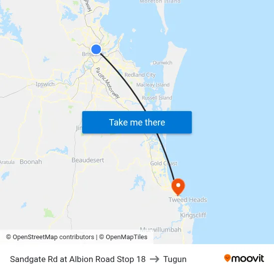 Sandgate Rd at Albion Road Stop 18 to Tugun map