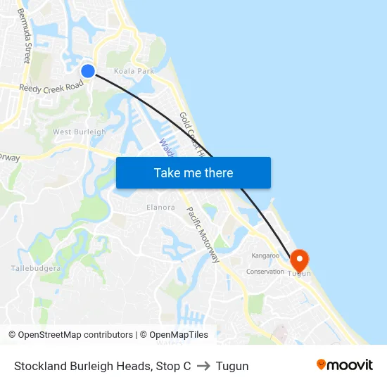 Stockland Burleigh Heads, Stop C to Tugun map