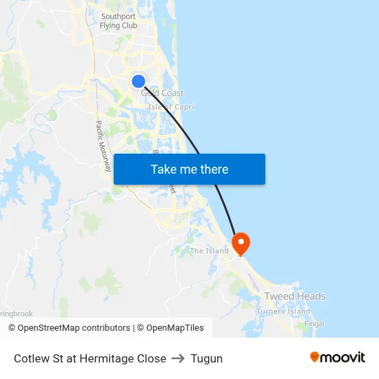 Cotlew St at Hermitage Close to Tugun map
