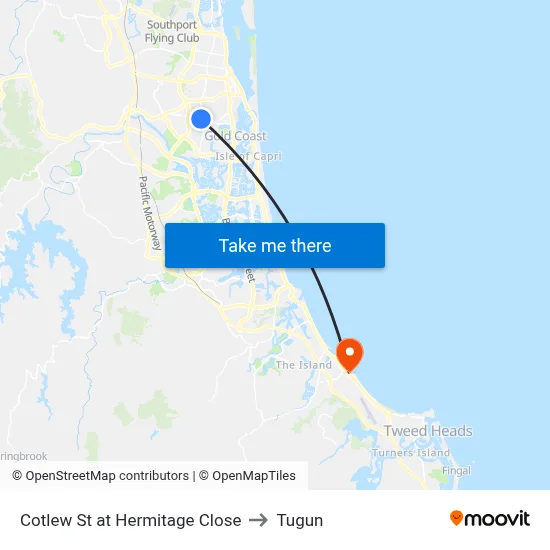 Cotlew St at Hermitage Close to Tugun map