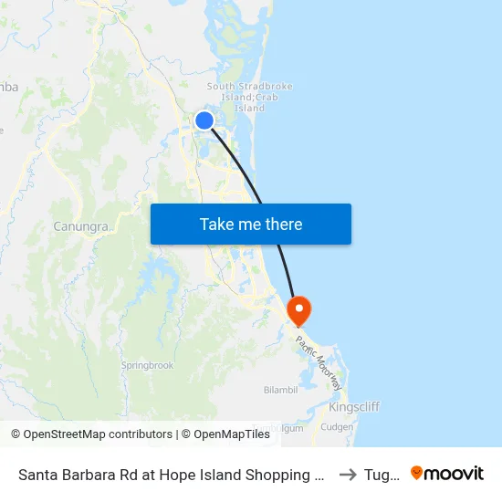 Santa Barbara Rd at Hope Island Shopping Centre to Tugun map