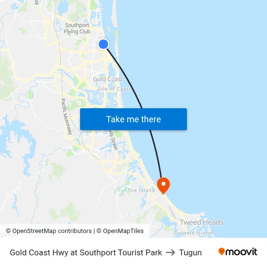 Gold Coast Hwy at Southport Tourist Park to Tugun map