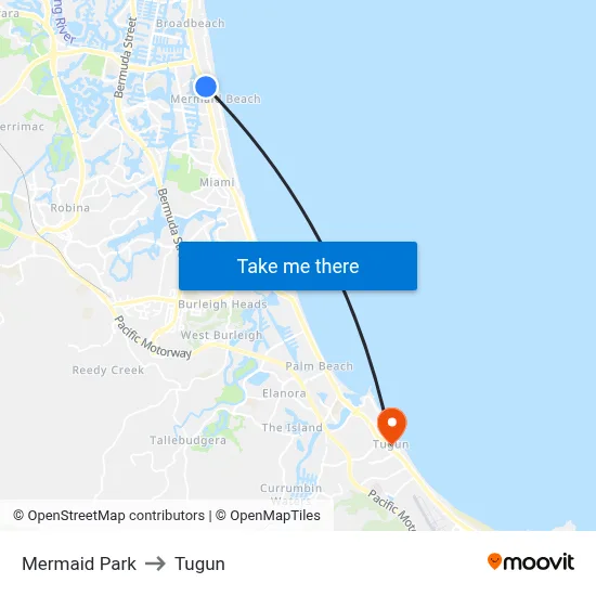 Mermaid Park to Tugun map