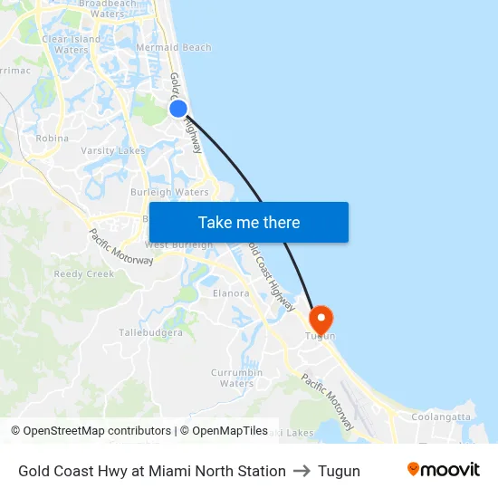 Gold Coast Hwy at Miami North Station to Tugun map
