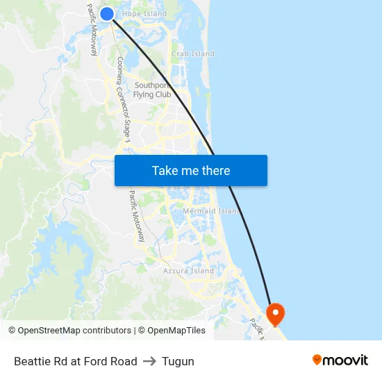 Beattie Rd at Ford Road to Tugun map
