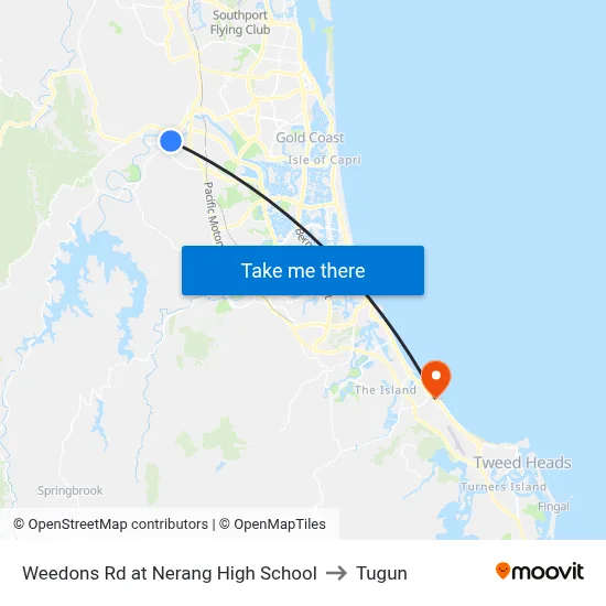 Weedons Rd at Nerang High School to Tugun map