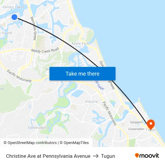 Christine Ave at Pennsylvania Avenue to Tugun map