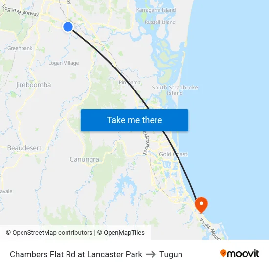 Chambers Flat Rd at Lancaster Park to Tugun map