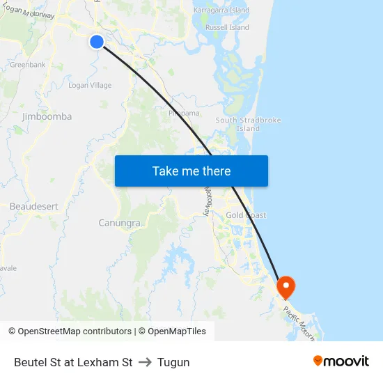 Beutel St at Lexham St to Tugun map
